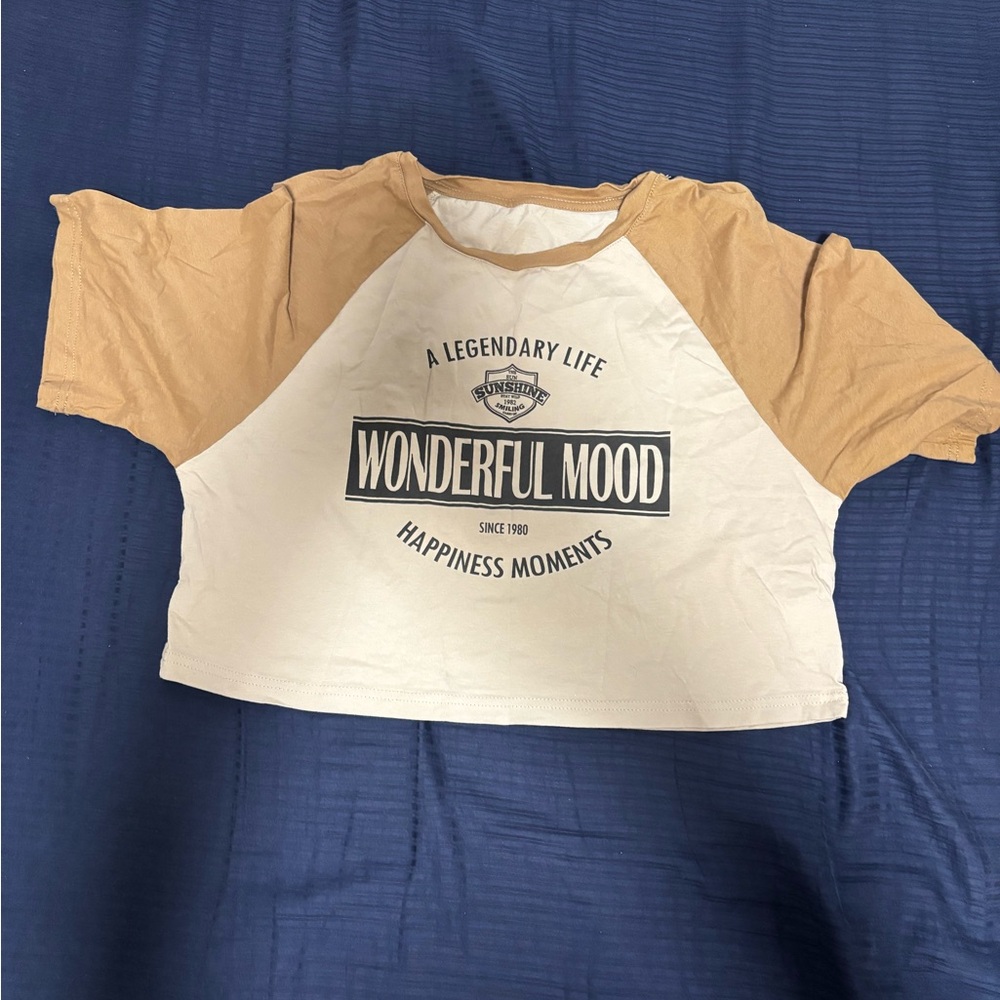 Kids Raglan T-Shirt - Tan & White